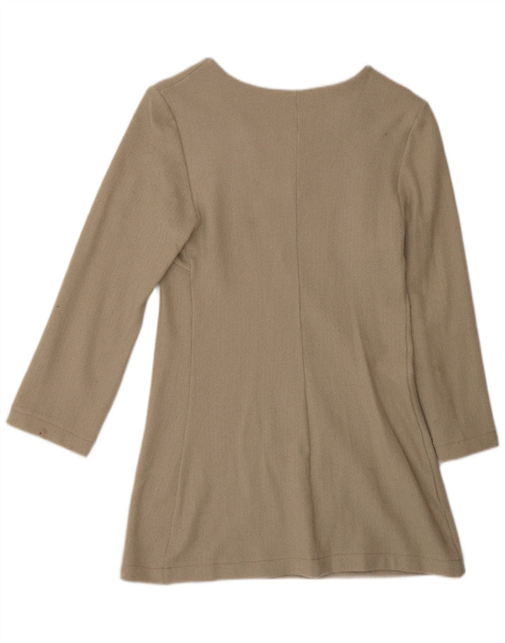 Abito a trapezio vintage da donna a maniche lunghe EU 42 grande beige
