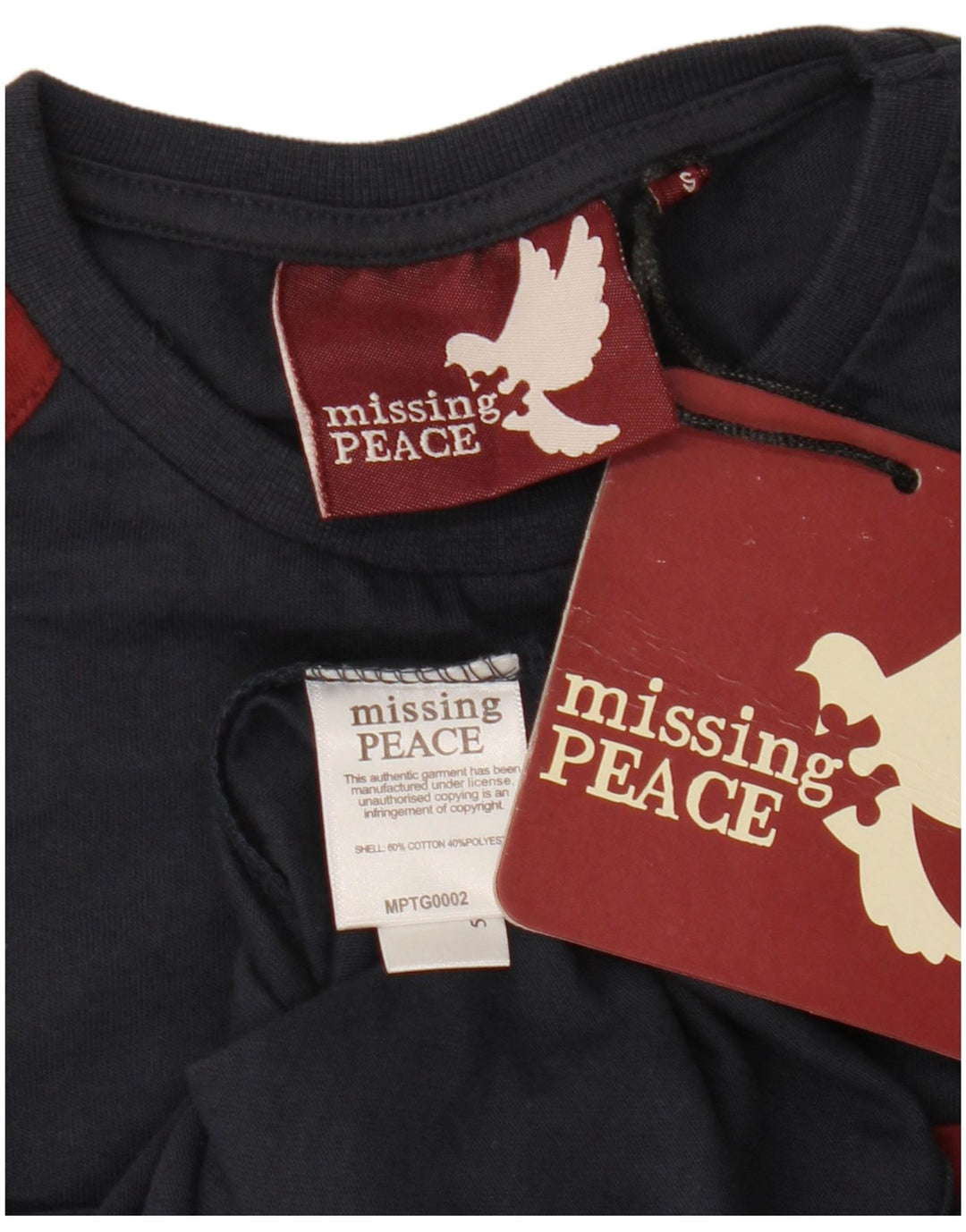 MISSING PEACE T-shirt grafica da uomo Top piccolo in cotone color block blu navy