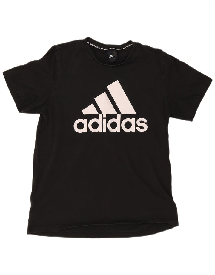 T-shirt grafica da uomo Adidas Top grande in cotone nero