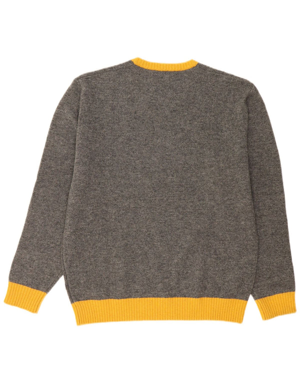 Maglione Kappa da uomo con scollo a V XL in lana color block grigio