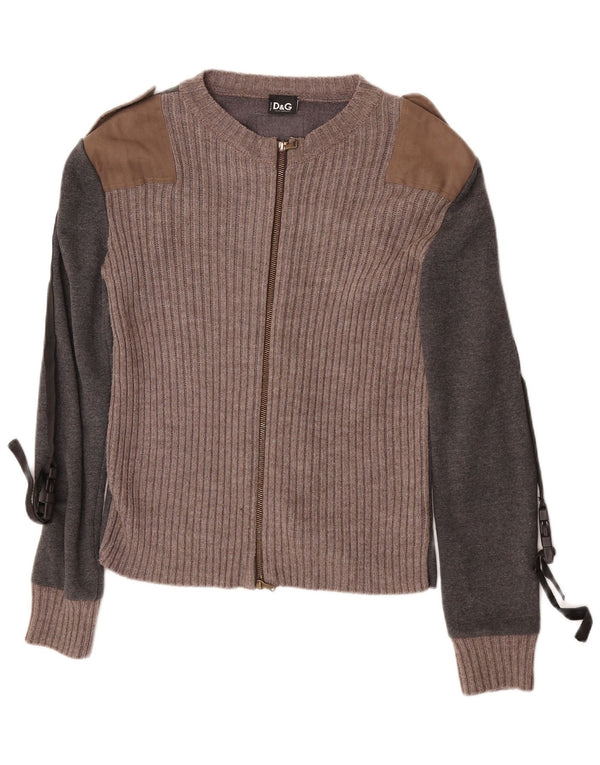 Dolce & Gabbana Maglione cardigan da uomo UK 10 Piccolo cotone color block grigio