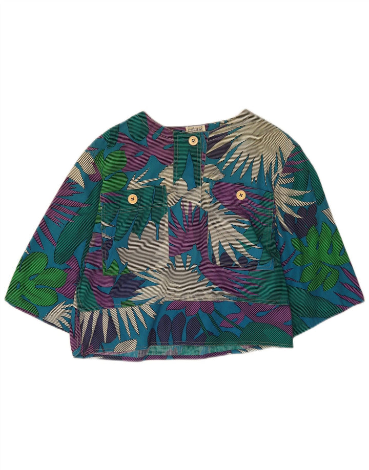 Camicetta vintage da donna con maniche a 3/4 corta IT 42 Medio floreale multicolore