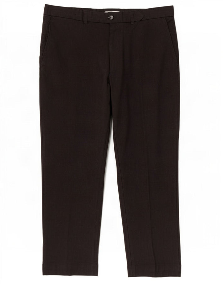 Pantaloni da abito dritti da uomo Marks & Spencer W40 L29 Lana grigia