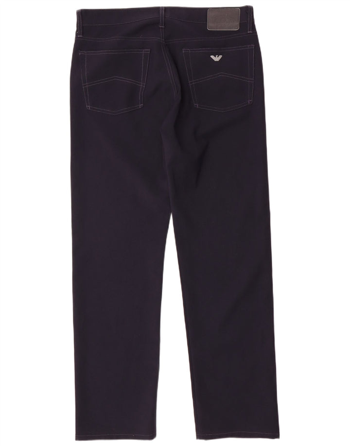 Pantaloni casual dritti da uomo Armani W36 L33 poliestere blu navy
