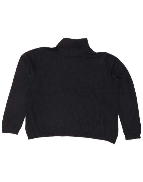 RALPH LAUREN Maglione maglione da donna con collo alto UK 20 2XL Seta blu navy