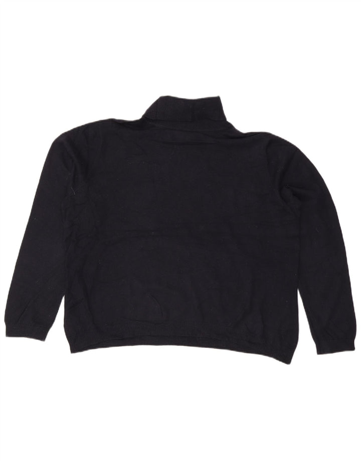 RALPH LAUREN Maglione maglione da donna con collo alto UK 20 2XL Seta blu navy