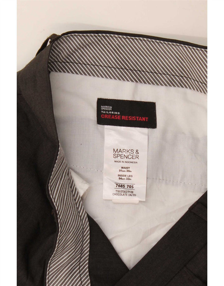 Pantaloni da abito con pegging da uomo Marks & Spencer W36 L33 poliestere grigio