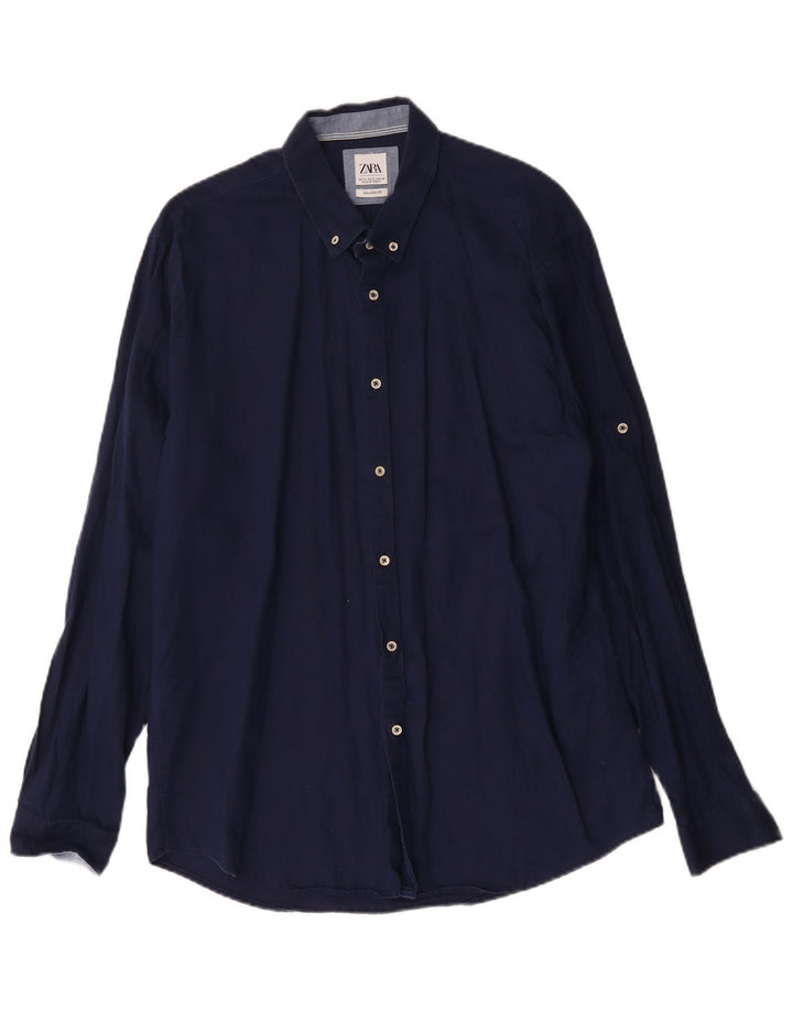 Camicia ZARA da uomo vestibilità comoda XL blu navy