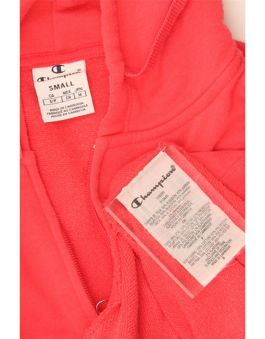 Maglione con cappuccio e zip oversize da donna Champion UK 10 piccolo cotone rosa