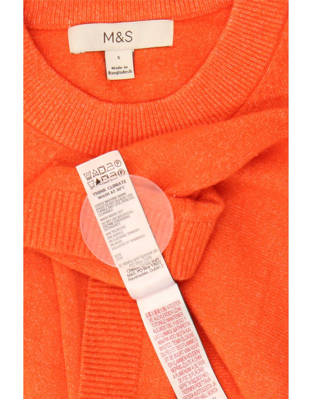 Marks & Spencer T-shirt oversize da donna Top UK 10 Small Arancione Poliestere