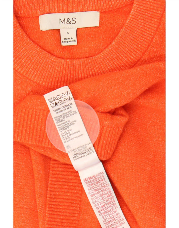 Marks & Spencer T-shirt oversize da donna Top UK 10 Small Arancione Poliestere