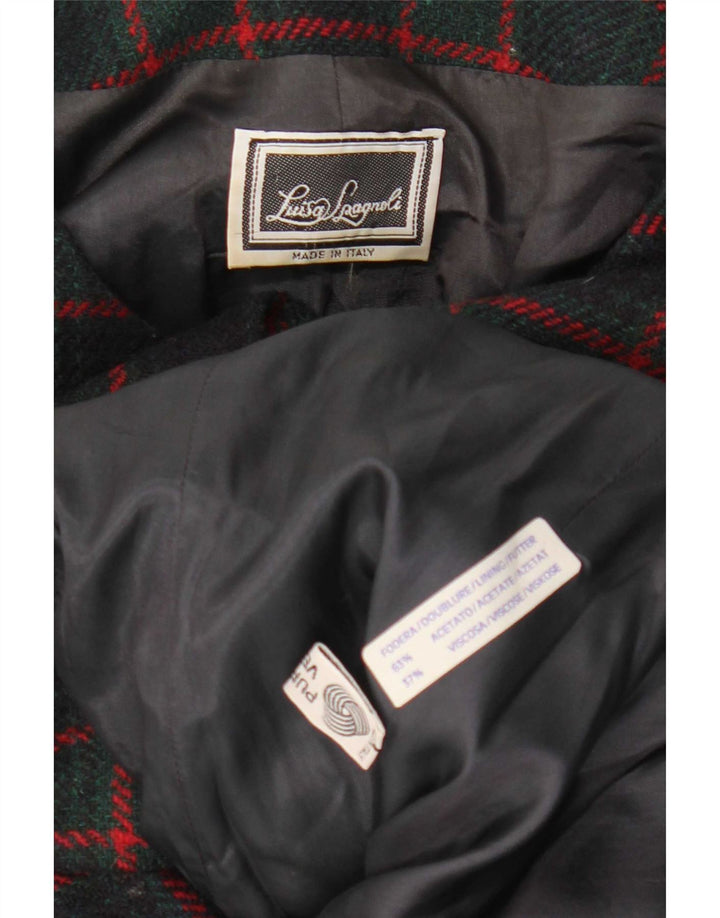 Luisa Spagnoli Giacca Blazer da Donna a 5 Bottoni UK 14 Lana a quadri verdi grandi