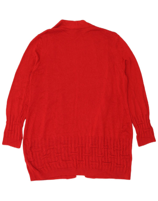Maglione cardigan aperto lungo da donna Marks & Spencer UK 18 XL acrilico rosso