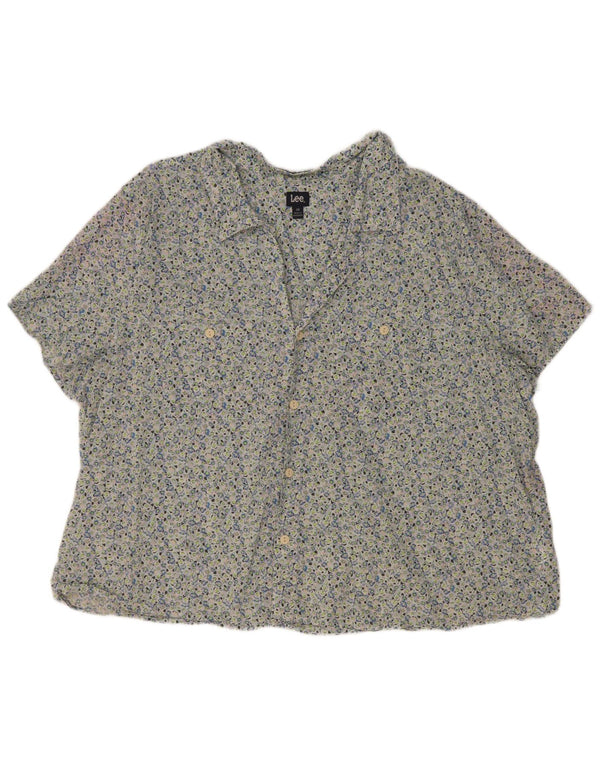 Camicia oversize a maniche corte da donna Lee UK 20 2XL Cotone floreale blu