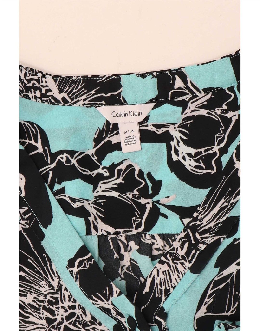 Camicetta camicia da donna Calvin Klein UK 14 Blu medio floreale