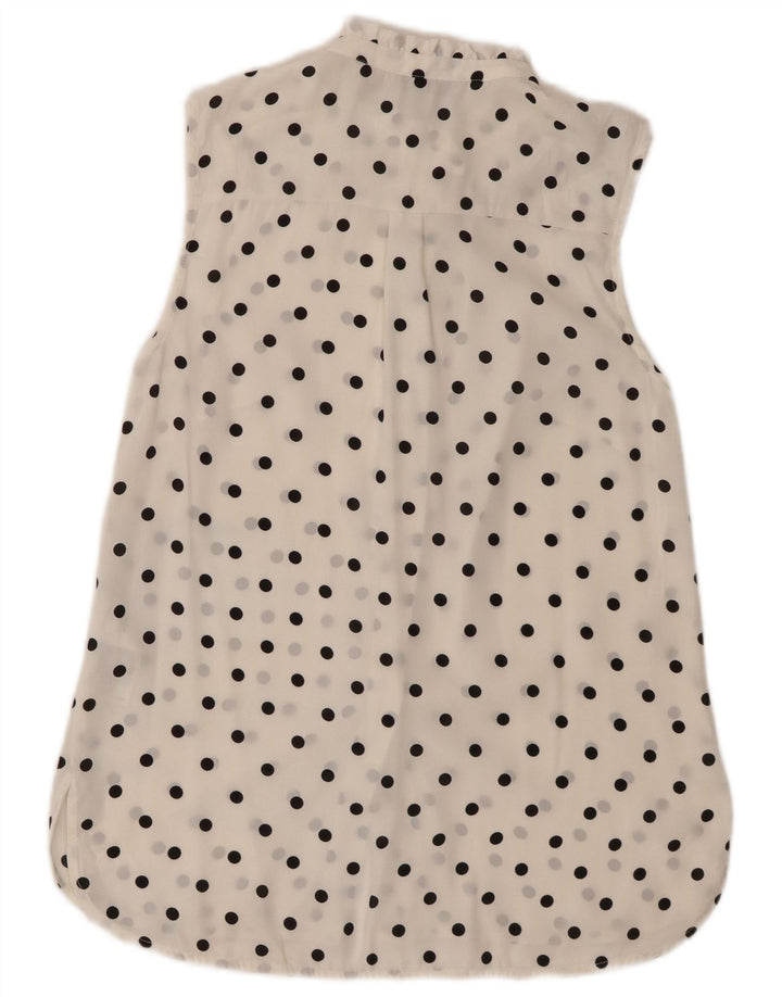 Camicetta senza maniche da donna Oasis UK 8 Piccolo poliestere bianco a pois