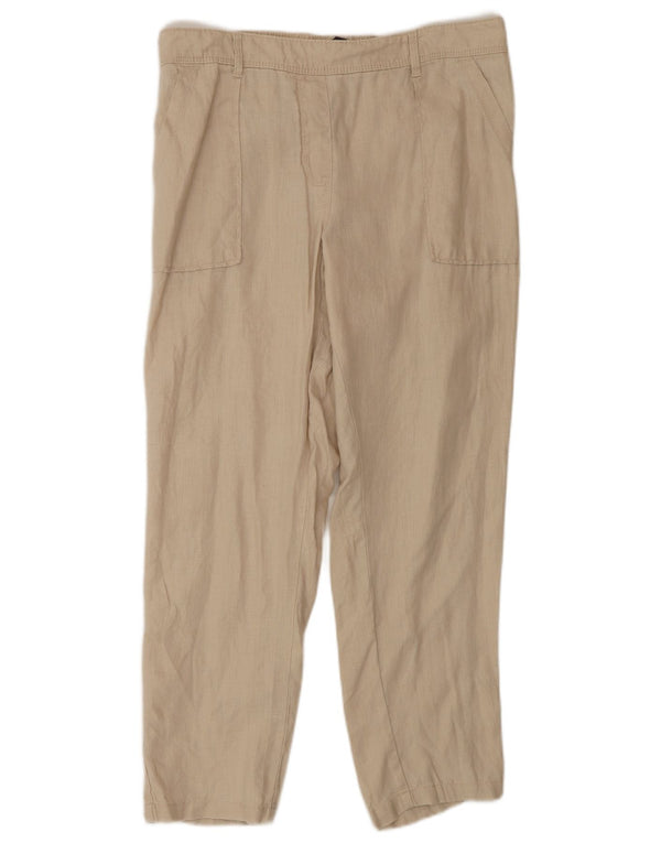 Pantaloni affusolati da donna Marks & Spencer UK 12 Medio W30 L27 Lino beige