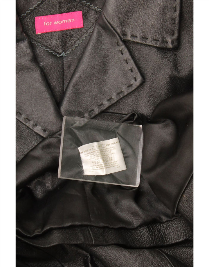 Cappotto in pelle da donna vintage UK 16 grande pelle nera