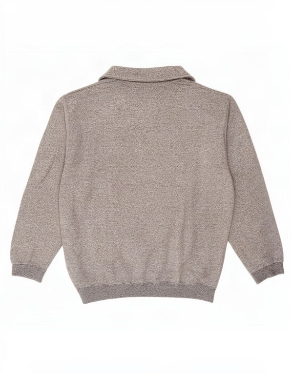 Felpa Champion da uomo con zip e collo, maglione XL, cotone grigio