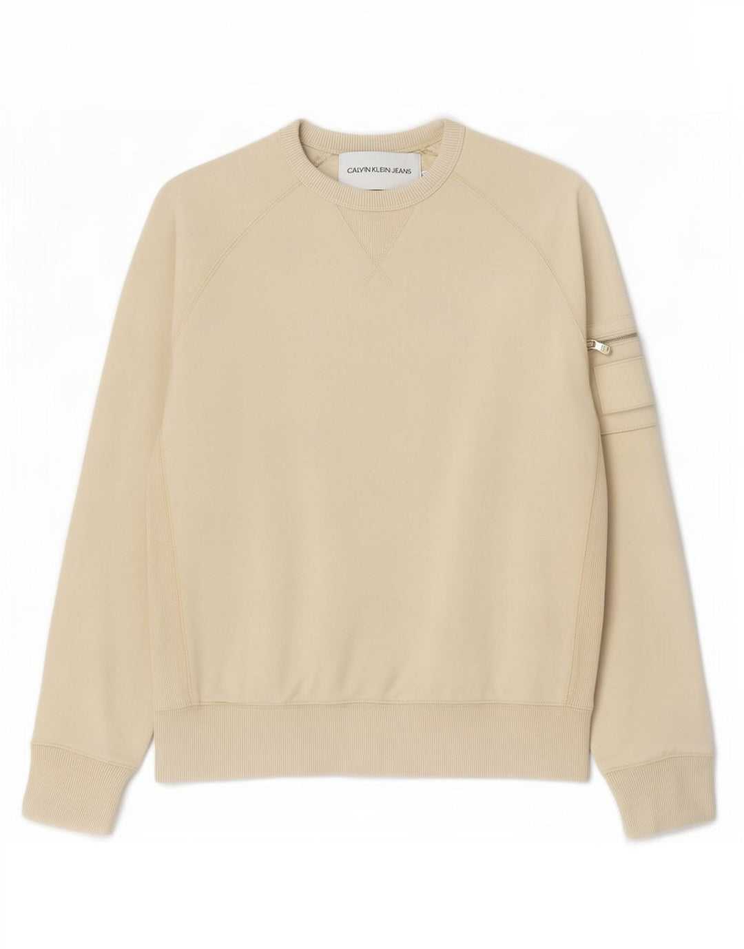 Calvin Klein Jeans Uomo Felpa Maglione Piccolo Cotone Beige