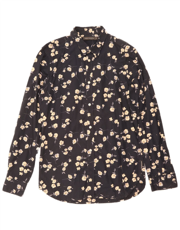 Camicia da uomo French Connection in cotone floreale medio blu navy