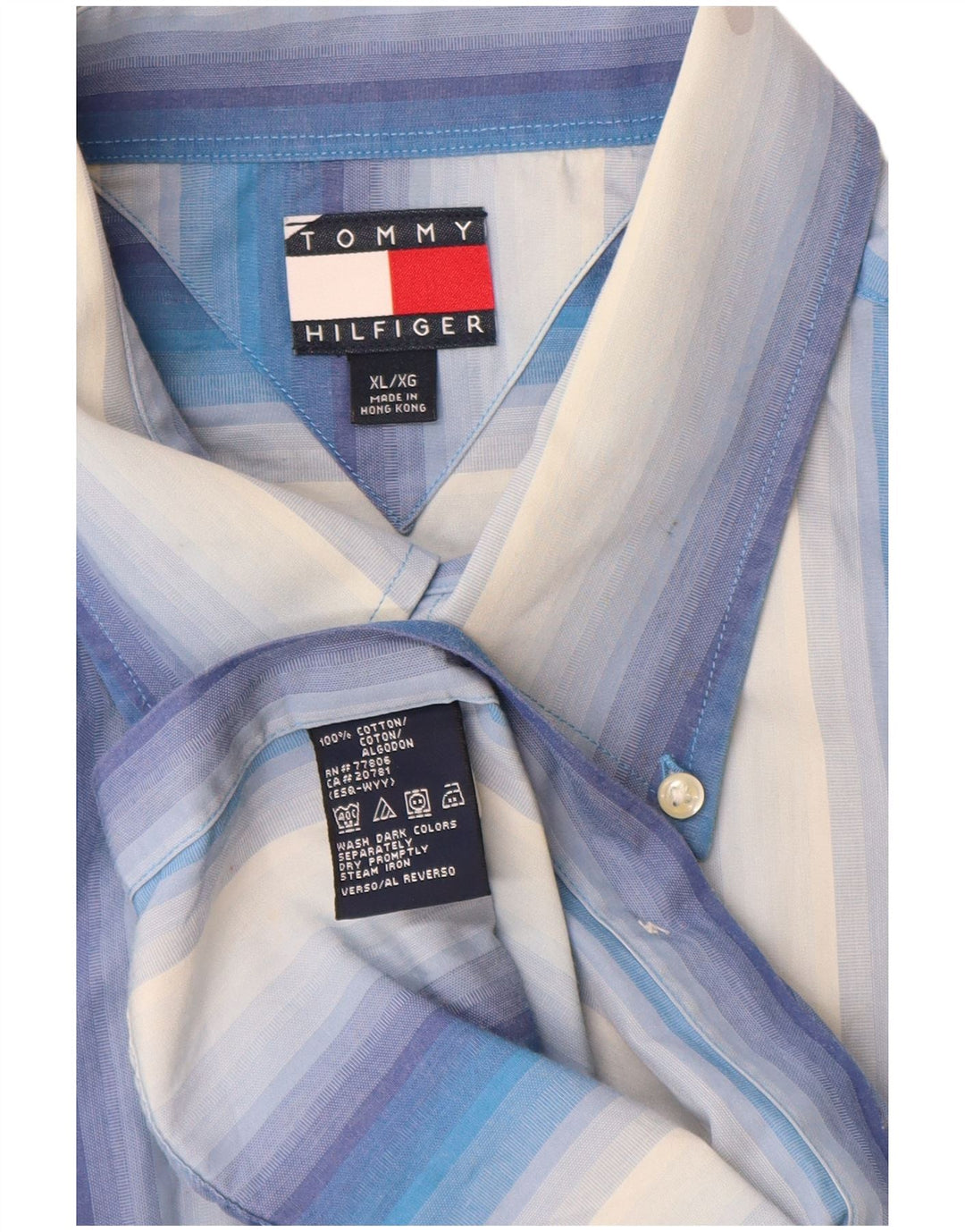 Camicia da uomo Tommy Hilfiger XL in cotone a righe blu