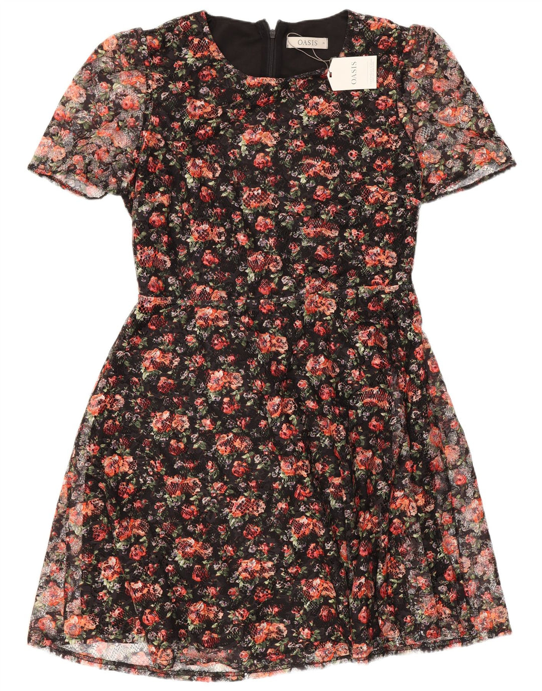 Abito a trapezio da donna Oasis UK 12 Poliestere floreale nero medio