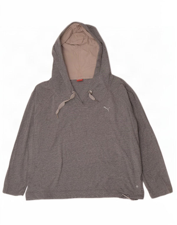 Felpa con cappuccio oversize da donna Puma UK 16 Large in cotone chiazzato grigio