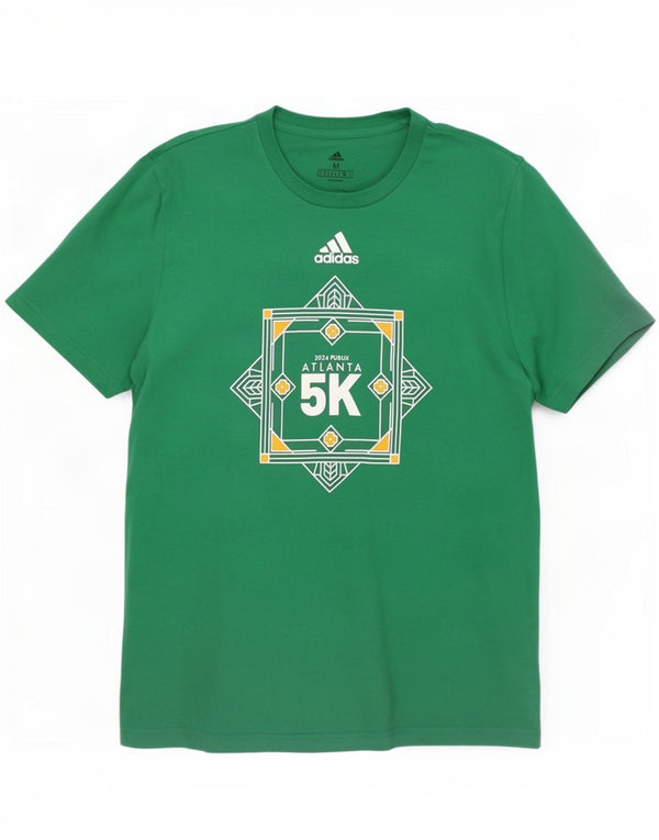 T-shirt grafica da uomo Adidas Top in cotone verde medio