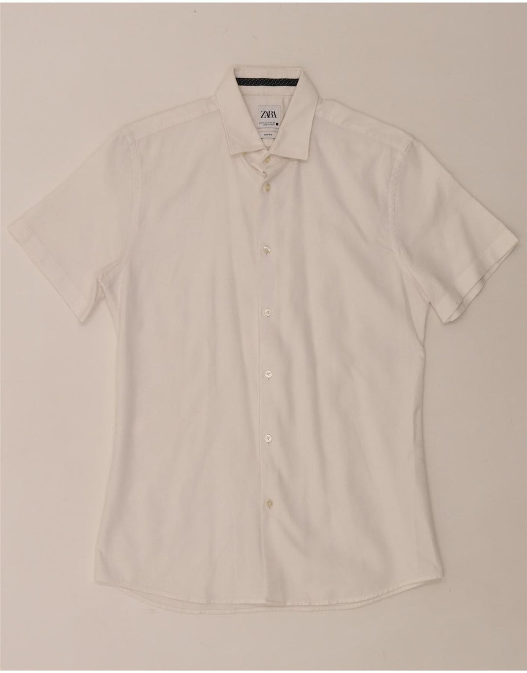 Camicia ZARA da uomo slim fit a maniche corte bianco medio
