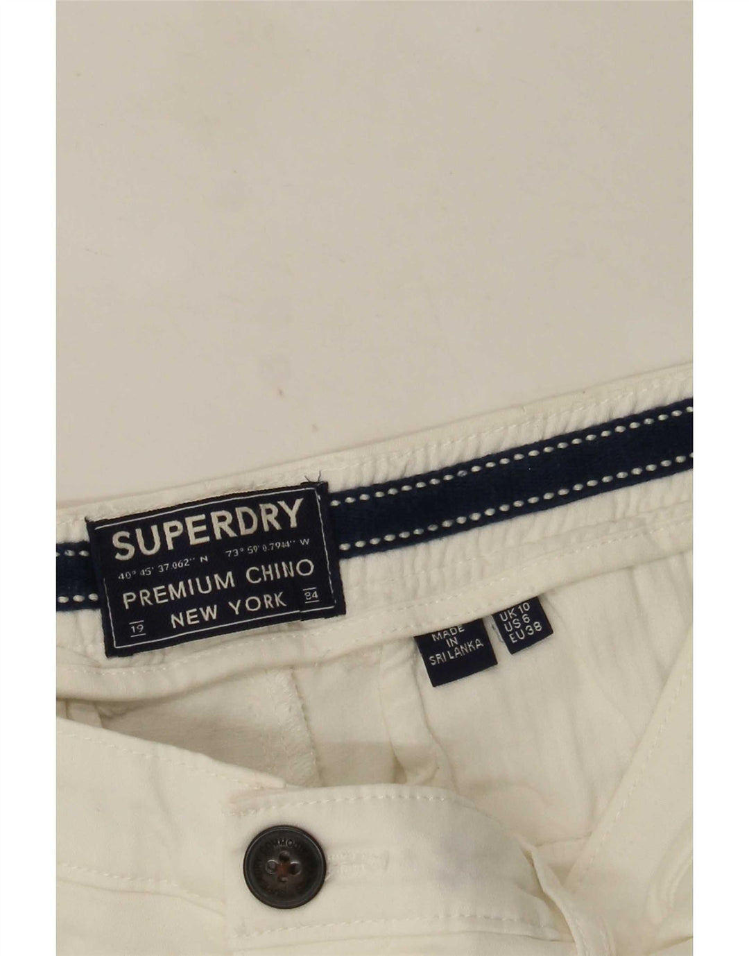 Pantaloncini chino regolari da donna Superdry UK 10 piccoli W30 bianchi