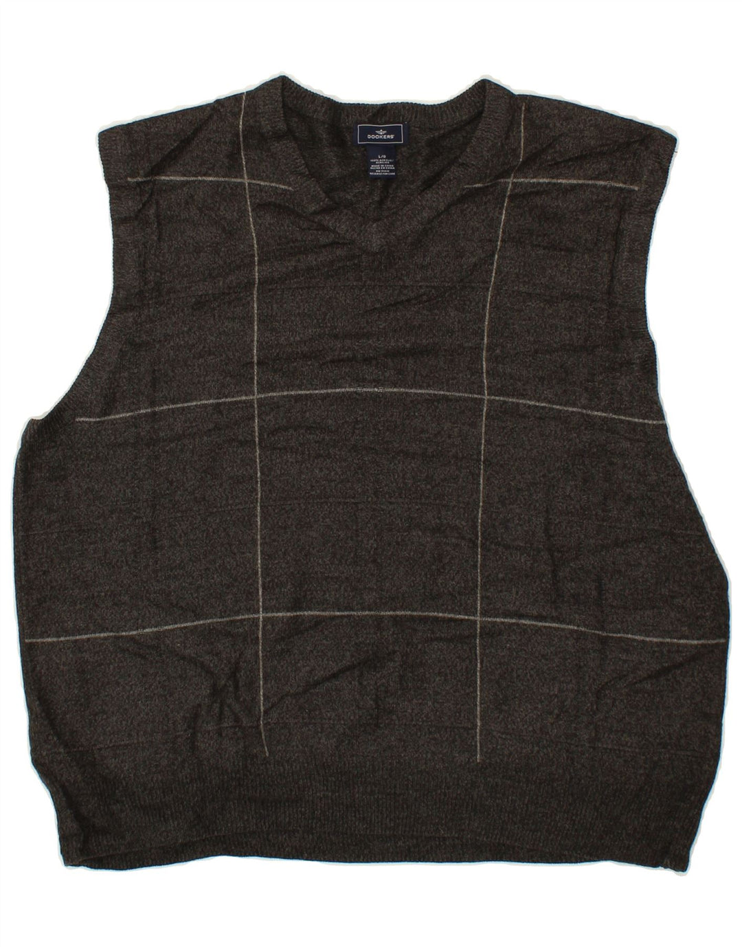 DOCKERS Mens Vest Tank Top Large Grey Check Acrylic Vintage Dockers and Second-Hand Dockers from Messina Hembry 
