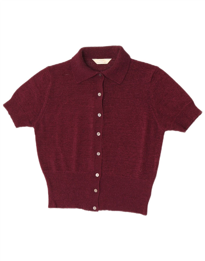 Maglione cardigan corto da donna Marks & Spencer UK 14 Borgogna medio