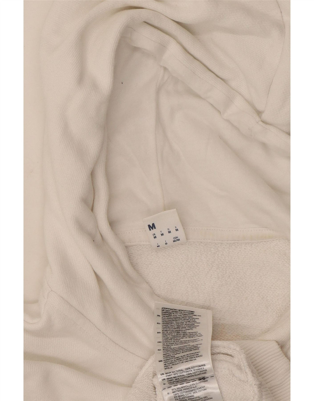 REEBOK Mens Graphic Hoodie Jumper Medium White Cotton