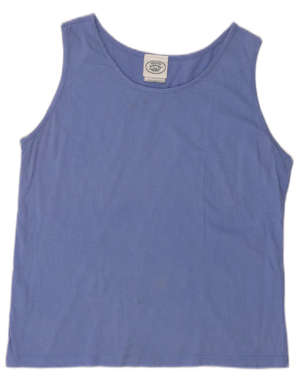 Canotta corta da donna Laura Ashley UK 14 grande cotone blu