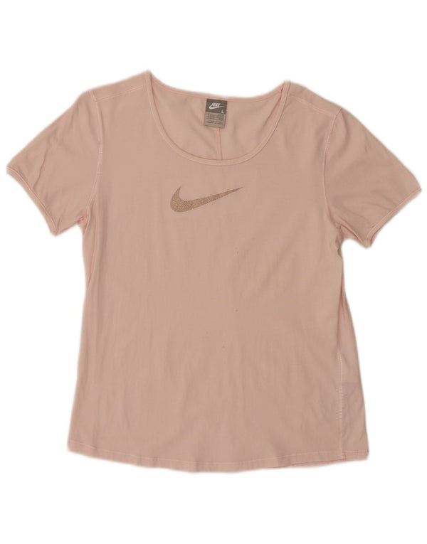 T-shirt grafica da donna Nike Top UK 14/16 grande in cotone rosa