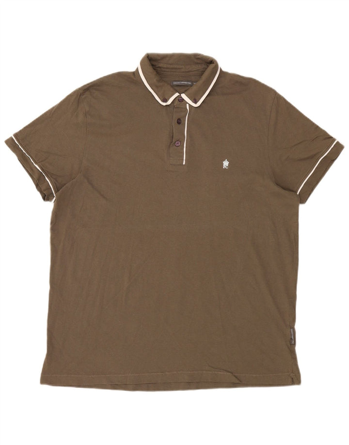 Polo da uomo French Connection 2XL cotone a righe kaki