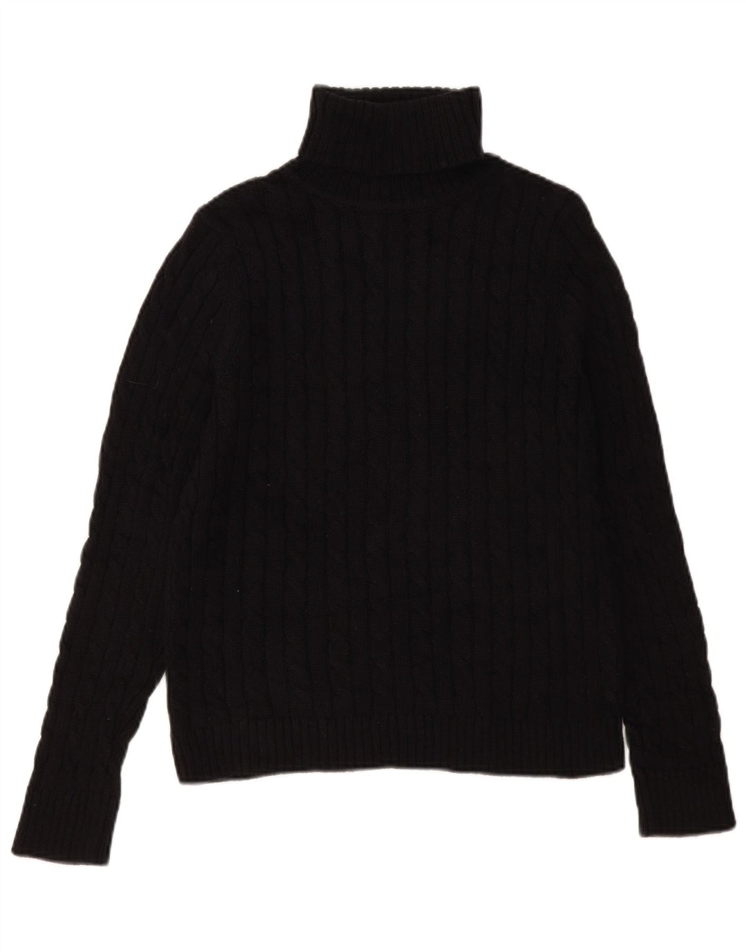 Maglione maglione a collo alto da donna L.L.Bean UK 10 piccolo cotone nero