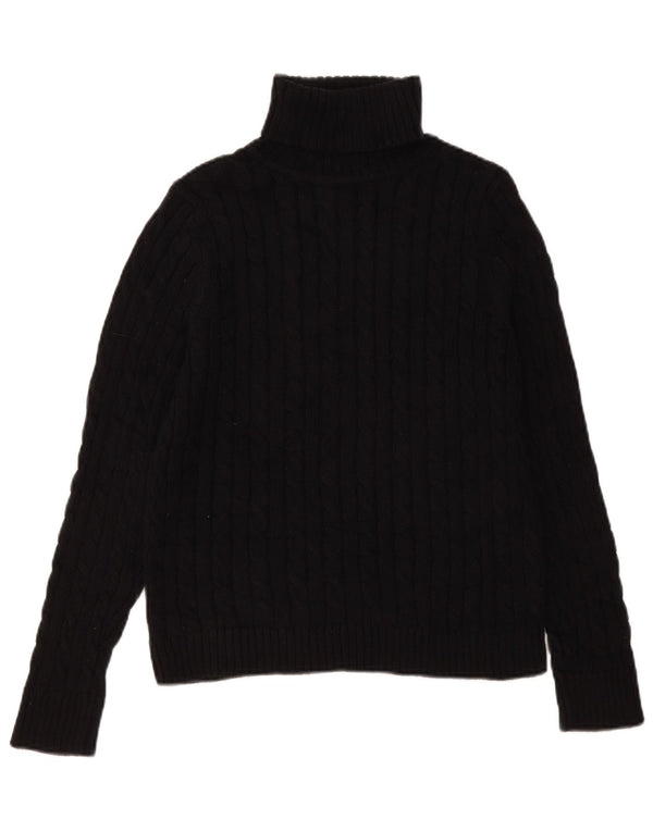 Maglione maglione a collo alto da donna L.L.Bean UK 10 piccolo cotone nero