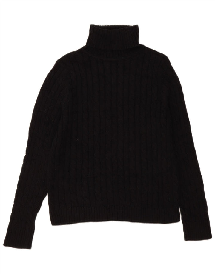 Maglione maglione a collo alto da donna L.L.Bean UK 10 piccolo cotone nero