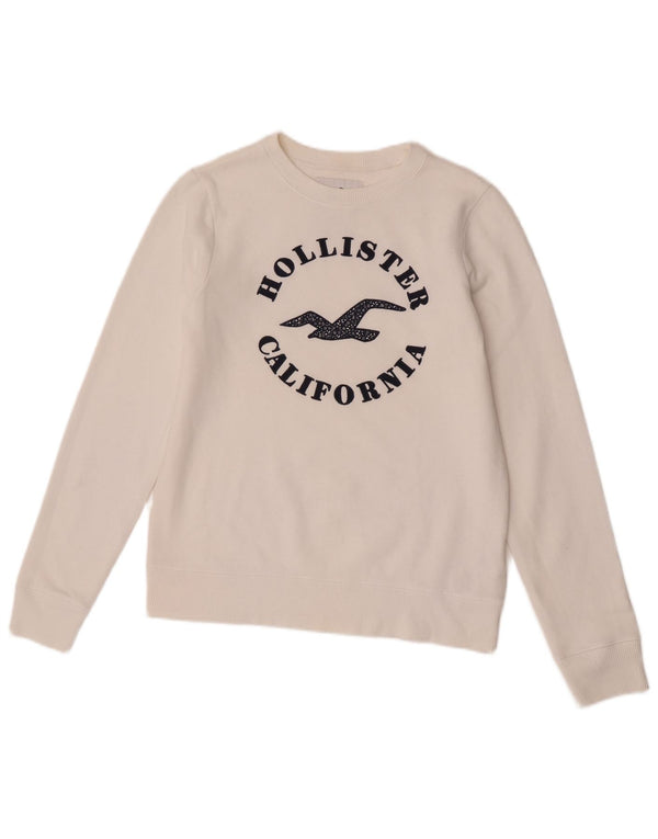 Felpa grafica da uomo Hollister XS in cotone bianco