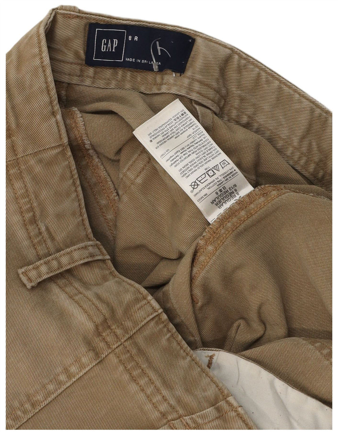 Pantaloni Capri da donna Gap US 8 medi W30 L17 cotone kaki