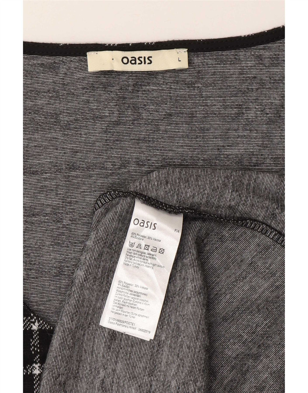 Abito a trapezio da donna con maniche a 3/4 Oasis UK 14 Grande poliestere a quadri neri