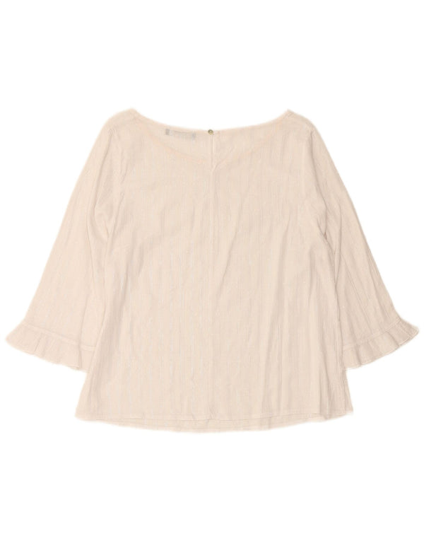 RAGNO Top corto da donna con maniche a 3/4 UK 12 a righe bianche medie