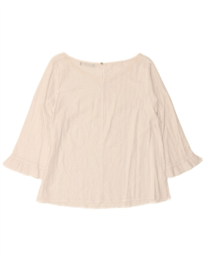 RAGNO Top corto da donna con maniche a 3/4 UK 12 a righe bianche medie