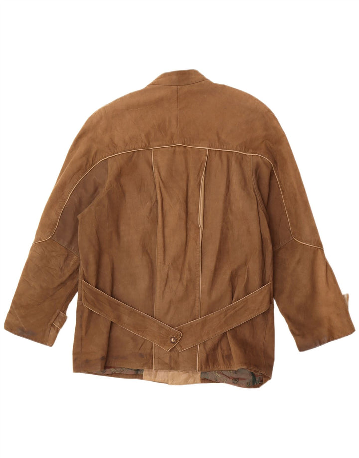 Giacca in pelle vintage da uomo IT 50 grande marrone
