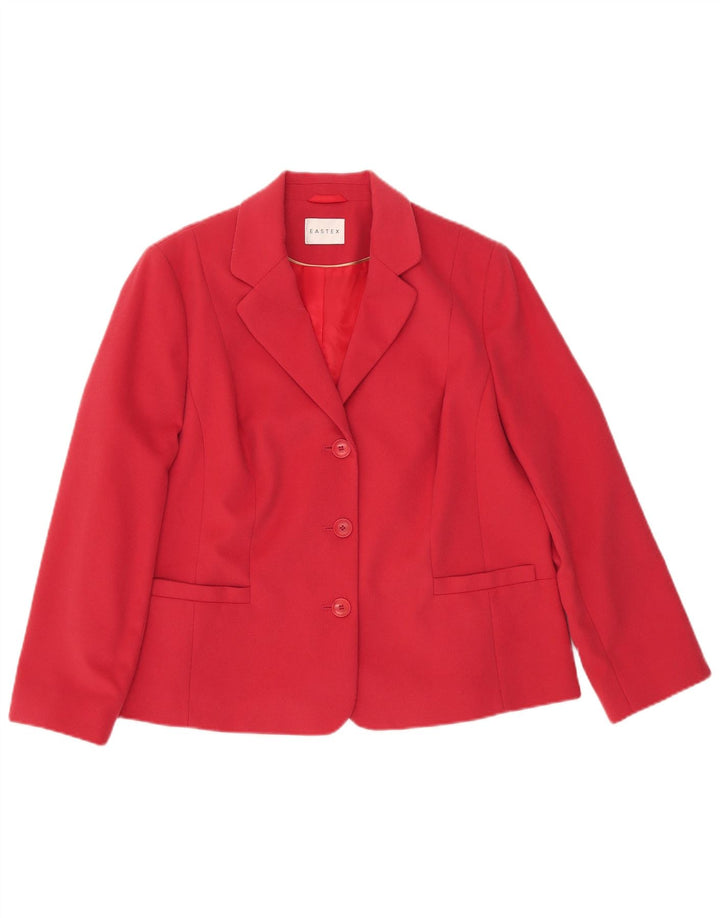 EASTEX Womens 3 Button Blazer Jacket UK 18 XL Red Polyester
