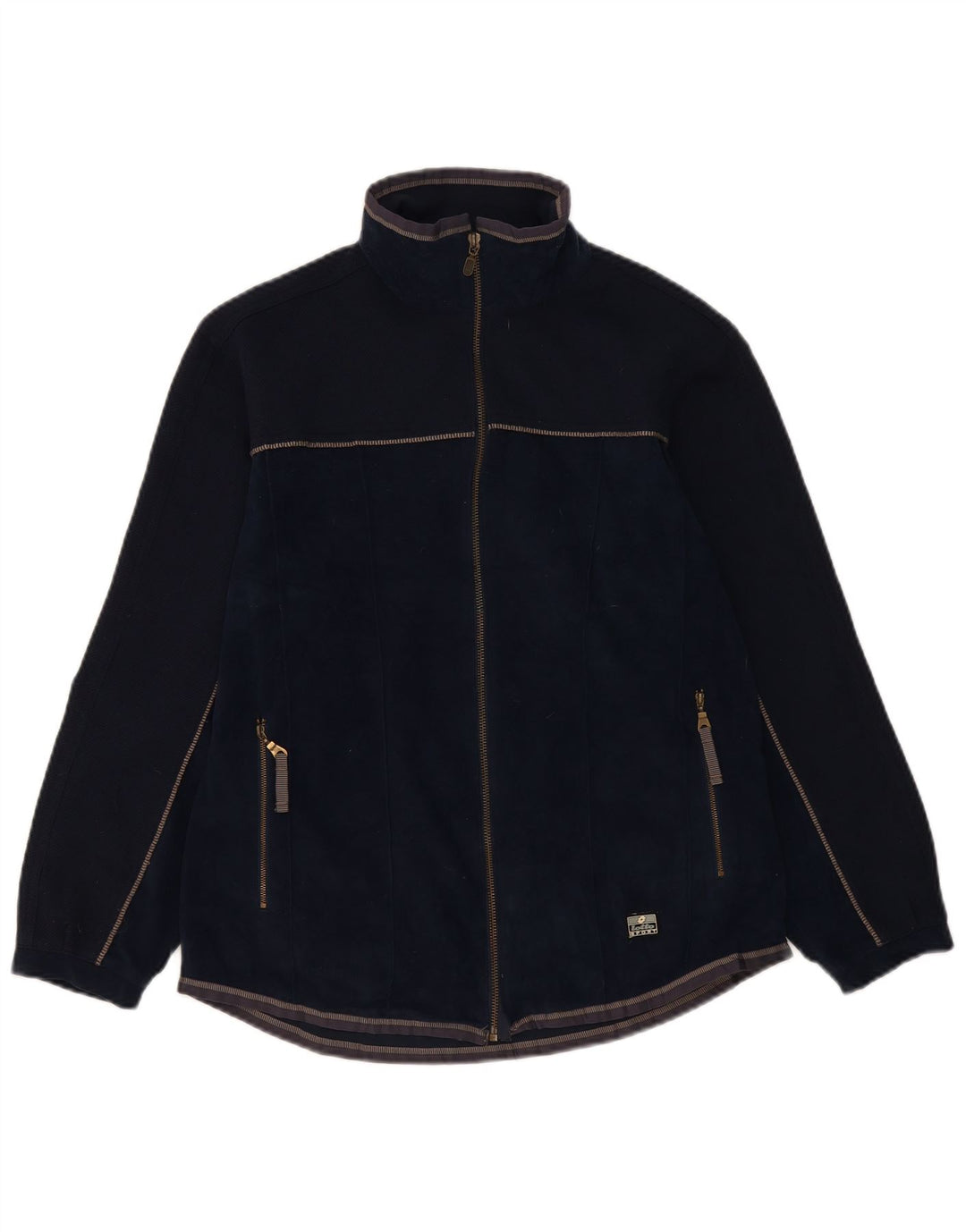 LOTTO Mens Fleece Jacket UK 38 Medium Navy Blue Colourblock Polyester