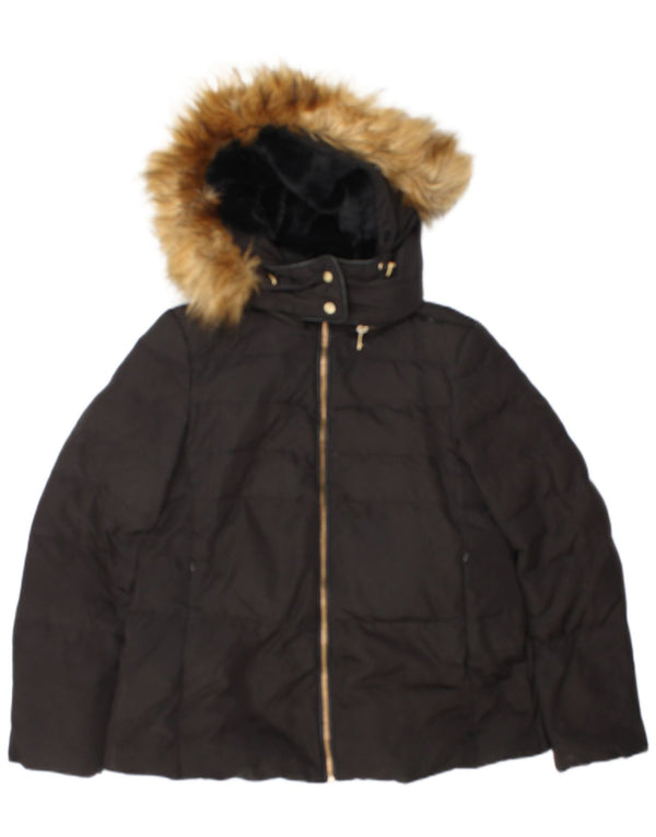 Giacca imbottita con cappuccio da donna Zara UK 10 piccola poliestere nero