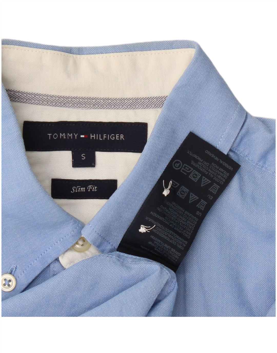 Camicia slim fit da uomo Tommy Hilfiger piccola in cotone blu